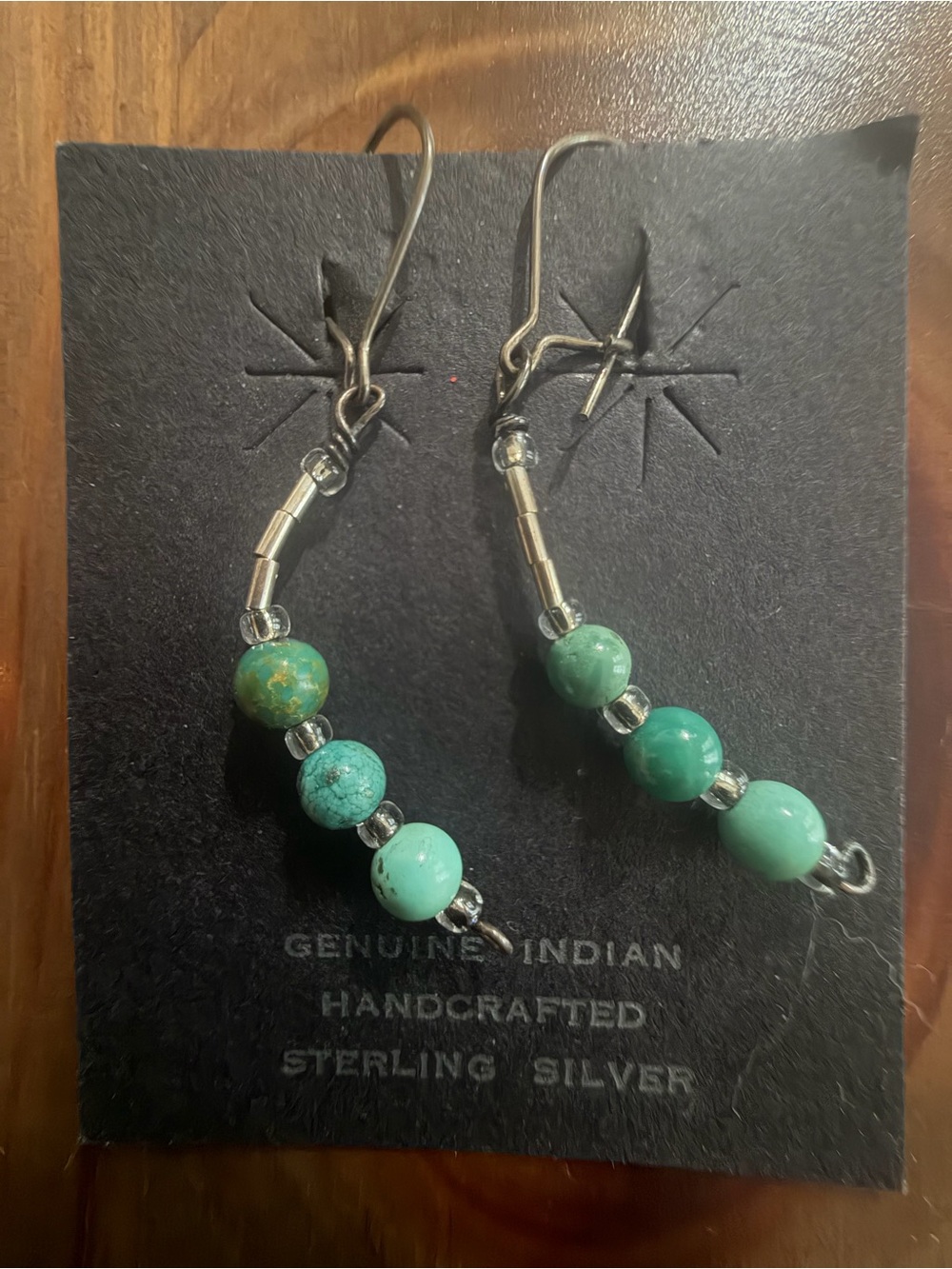 Handcrafted Sterling Silver Green Turquoise Bead Earrings